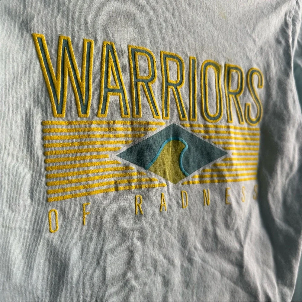 Vintage American Apparel So Cal Graphic Short Sleeve Tie Back Crop Tee Turquoise - Picture 7 of 10